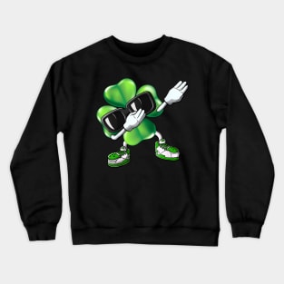 St Patricks Day Dabbing Shamrock Men Women Boy Girls Dance Crewneck Sweatshirt